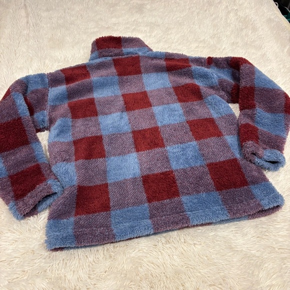 Eddie Bauer Women's Ultra Soft Fleece Quarter Zip Harbor Check Print Pullover M - Picture 9 of 11